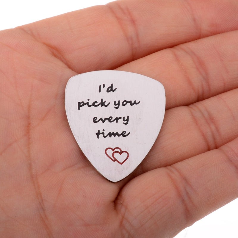 YeeQin I'd Pick You Every Time Guitar Pick, Musical Gift, Anniversary Date, Valentine's Day Gift for Men - Image 4